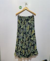 Black Floral Print Midi Skirt