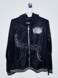 BCBGMAXAZRIA Moletom com Zíper de Veludo com Adorn..