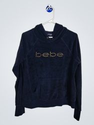 Bebe Velour Hoodie mit Nietenlogo