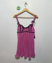 Babydoll Rosa con Lunares Negros y Lazos