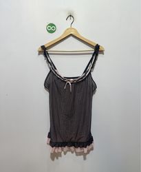 Sophie B. Débardeur transparent à rayures noires a..