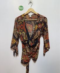 Dressbarn Paisley Print Wrap Blouse
