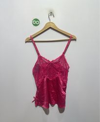 Avidlove Top de Seda Rosa com Renda