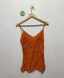 Tracy Feith Orange Paisley Print Spaghetti Strap T..