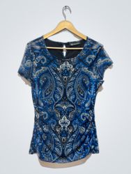 INC International Concepts Blau Paisleymuster Kurz..