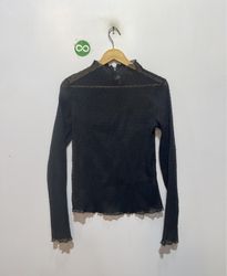「Other Stories ブラックシアードットモックネックロングスリーブトップ」