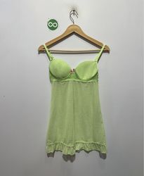Rampage Intimates Green Gingham Babydoll