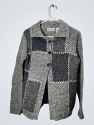 Cardigan em Patchwork Cinza Alfred Dunner Petite