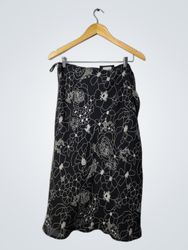 Saia Midi Floral Preta Feminina Dress Company
