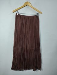Brown Pleated Maxi Skirt