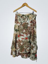 Falda maxi de capas con estampado floral, tamaño 1..