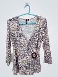 Essentials by Milano Women's Wrap Top with Buckle ..