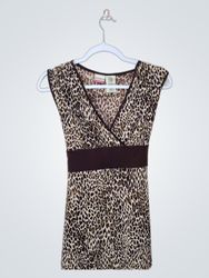 No Boundaries Leopard Print V-Ausschnitt Oberteil