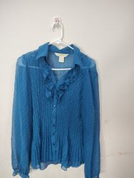 New York City Design Co. Blusa plissettata blu tra..