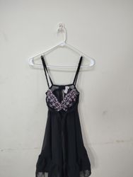 「Inner Secrets Black Lace Trim Babydoll」