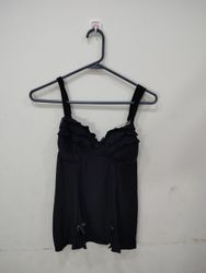 Bisou Bisou Black Ruffled Camisole Top