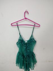 Babydoll de encaje verde transparente