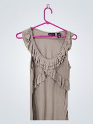 New York & Company Damen Tan Rüschenträgershirt