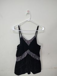 Gypsies & Moondust Black Velvet Lace Trim Camisole