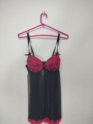 Inteco Intimates Red and Black Lace Babydoll