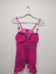 Damen Rosa Blütenstand Transparent Babydoll