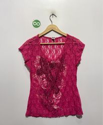 GRANSOOK Camisa de Manga Curta Rosa com Renda para..