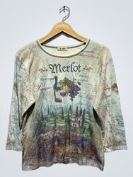 Cactus Merlot Grafikdruck Langarmoberteil