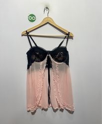 Elegance Pink and Black Lace Babydoll