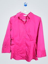 New York & Company Pink Stretch Button-Up Shirt