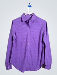 Purple Striped Button-Up Shirt