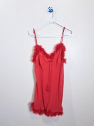 Red Feather Trim Chemise