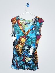 Essentials V-Neck Ruched Sleeveless Top