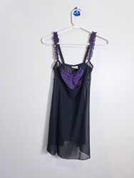 Babydoll de lencería transparente negra y púrpura ..