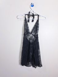 Chemisier Halter in Pizzo Nero