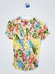 Sunny Leigh Petite Floral Pleated Blouse