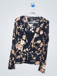 Briggs New York Women's Black Floral Twist Front L..