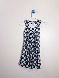 Vestido de Renda com Estampa de Poá Preto e Branco