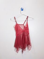 Red sheer lace camisole