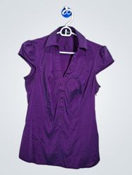 Express Purple Short Sleeve Button-Up Shirt