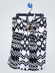 Attention Black and White Patterned Halter Top wit..