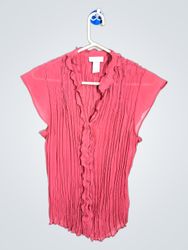 Worthington Petite Pink Pleated Blouse
