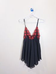 Black babydoll with red lace trim