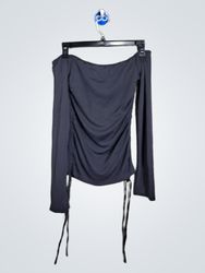 Ruched Off-the-Shoulder Long Sleeve Top