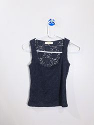 Qinsen Black Lace Tank Top