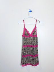 Leopard Print Cami with Pink Lace Trim