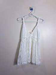 La Vie en Rose White Lace Babydoll Slip Dress