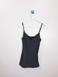 White House Black Market Polka Dot Lace Trim Cami