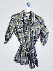 METRO WEAR Plaid Belted Shirt