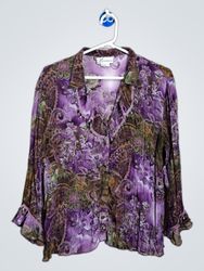 Dressbarn Paisley Print Button-Up Shirt