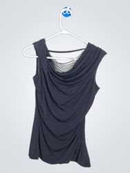 BYER Black Sleeveless Beaded Neckline Top